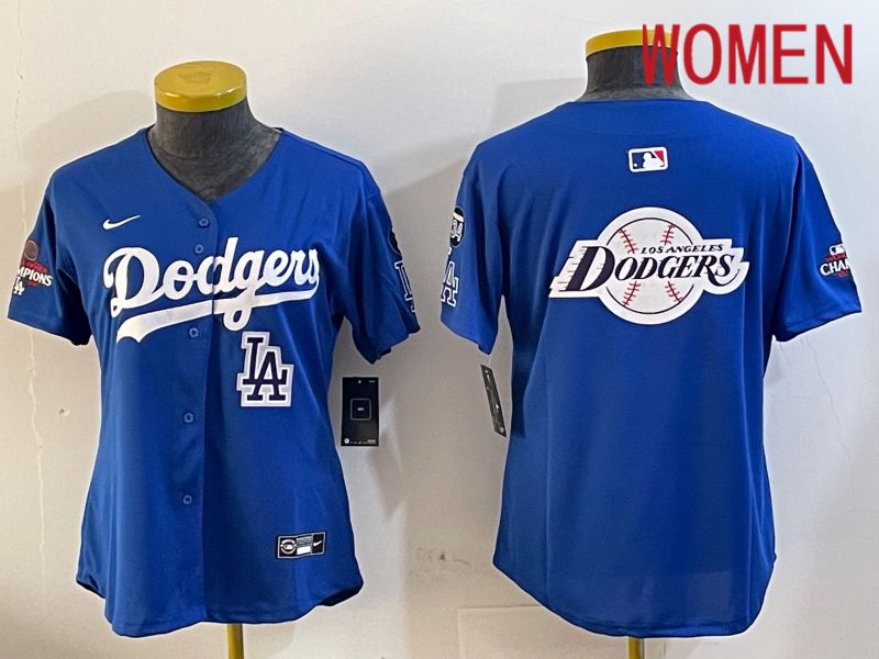 Women Los Angeles Dodgers Blank Blue Game 2024 Nike MLB Jersey style 1205
